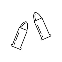 Bullet projectile ammunition cartridge art vector icon. Thin line icon for website design and development, app development. Vector graphics, a linear pattern on a white background, eps 10.