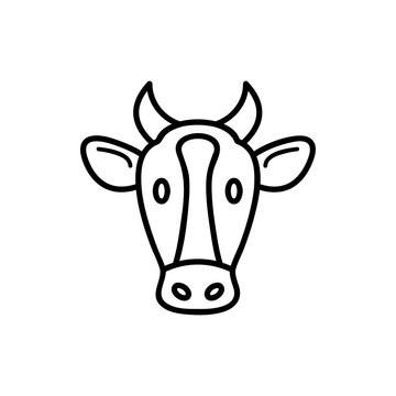 Cow flat icon. Single high quality outline symbol of animal for web design or mobile app. Thin line signs of cow for design logo, visit card, etc.