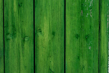 Wood texture in green. Boards of green color close up.