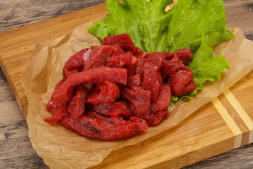 Raw beef meat sliced for cooking