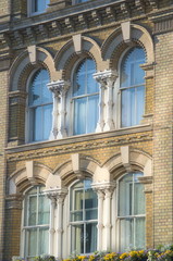 Windows in the facade of a building in London	