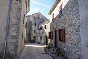 Gracisce Gračišće Croatia / 27th February 2019: Medieval town Gracisce in Istria Istra view old stone streets