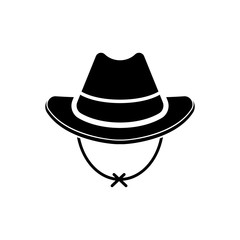 Silhouette symbol of cowboy hat traditional symbol. Simple Vector Illustration Isolated on white background.