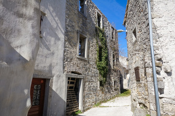 Fototapeta na wymiar Gracisce Gračišće Croatia / 27th February 2019: Medieval town Gracisce in Istria Istra view old stone streets