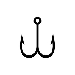 Fishing hook icon , black sign design. Vector Illustration Isolated on white background.
