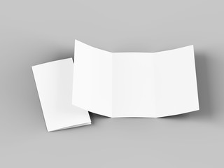 Folded trifold brochure in A4 format mockup.3d illustartion