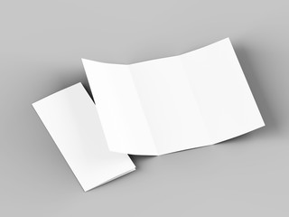 Folded trifold brochure in A4 format mockup.3d illustartion