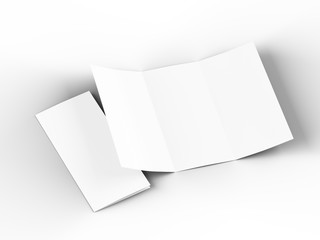 Folded trifold brochure in A4 format mockup.3d illustartion