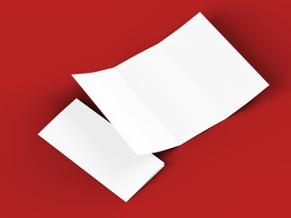 Folded trifold brochure in A4 format mockup.3d illustartion