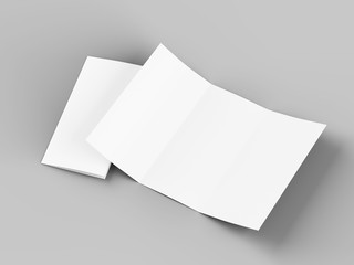 Folded trifold brochure in A4 format mockup.3d illustartion