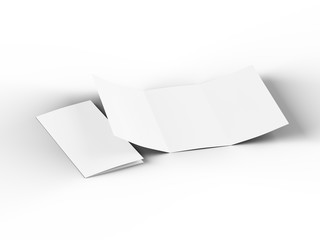 Folded trifold brochure in A4 format mockup.3d illustartion