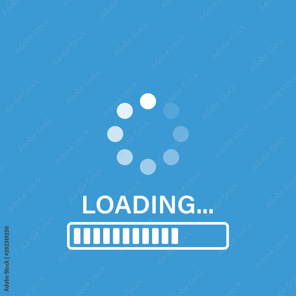Poster loading icon isolated template. update or loading symbol for web or application on blue background. 