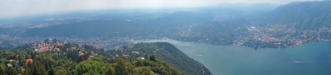 Fototapeta na wymiar Panorama of Lake Como from the height of the observation platform of the village of Brunate.