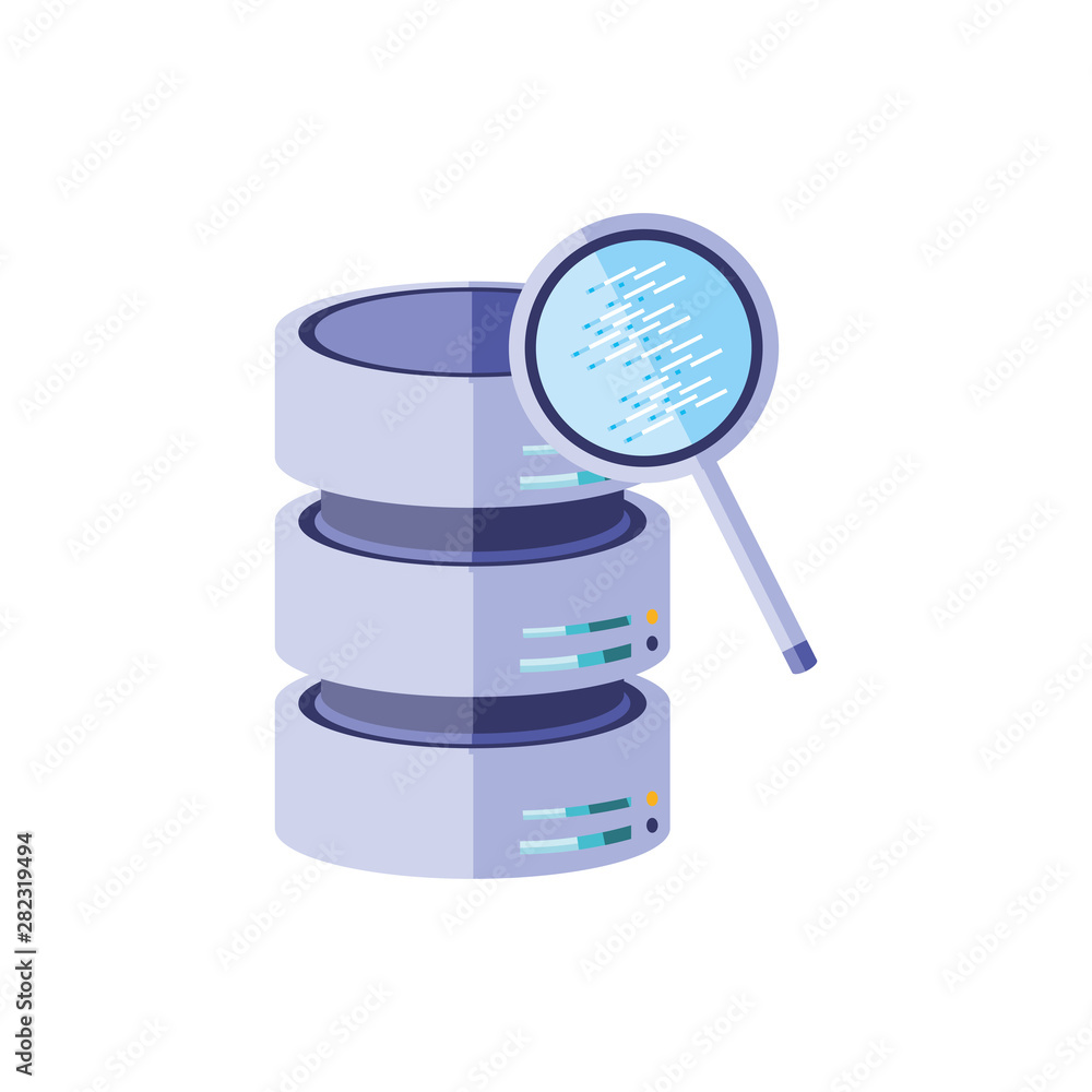 Aufkleber data center disks with search magnifying glass