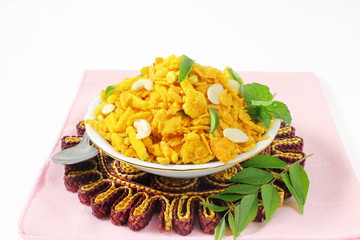 indian traditional snack food chivda,chevda farsan, bhel mix, namkin or nimco mix