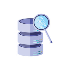 data center disks with search magnifying glass
