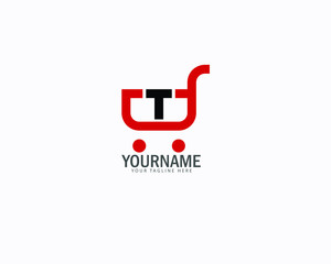 Luxury initial Letter T  Shopping logo design