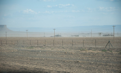 Simple life in south west America, some houses wiht dust storm