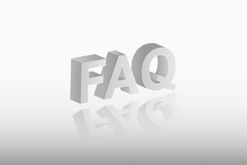 Black and white color FAQ text vector illustration on light background for asking questions about business and education