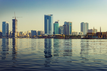 Sharjah skyline at sunny day, United Arab Emirates