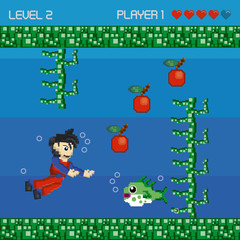 Retro videogame pixelated scenery