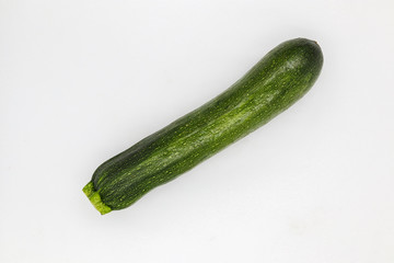 Zucchini Isolated. Fresh Courgette Vegetable on White Background. Green Organic Marrow Squash. Vegetarian Nutrition. Ugly Organic Tasty RawVegan Veggies. Delicious Garden Greenery
