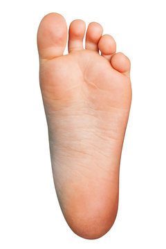 Cutted out Left Foot. Isolated Human Sole on White Background.