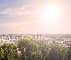 Sunset over the big city. the view from the top.
