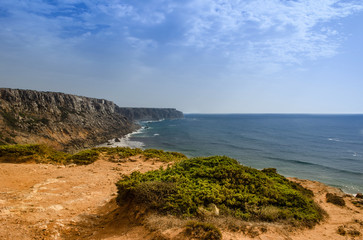 Wild and undiscovered beaches and cliffs in the Algarve's West Coast, near Lagos, Portugal. 