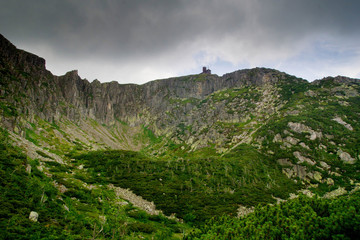 tv transmitter / Radio and Television Broadcasting Center Snizene Kotly on the stony edge of the Karkonosze / Krkonose/ Giant Mountains in Poland 