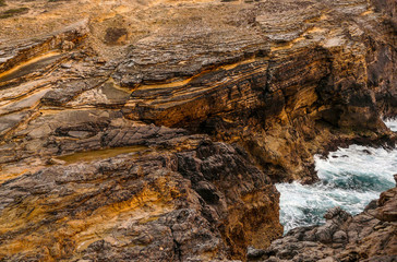 Wild and undiscovered beaches and cliffs in the Algarve's West Coast, near Lagos, Portugal. 