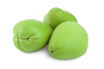 fresh Chayote vegetable or mexican cucumber isolated on white background