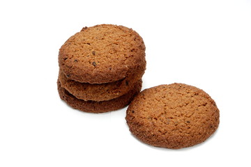 Fototapeta na wymiar homemade oatmeal cookies isolated on white background