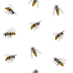 Bee seamless pattern. Honey bee vector illustration. EPS10.