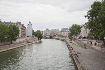 River Seine in Paris on a cloudy day