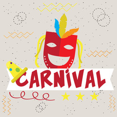 Colored carnival poster with a theater mask - Vector