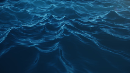 Sea wave low angle view. Ocean water background. Sea or ocean wave close-up view. Beautiful blue clean water. 3D rendering © YustynaOlha