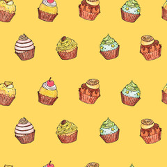seamless cupcake pattern