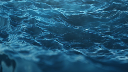 Obraz premium Niski kąt fal morskich. Tło wody oceanu. Widok z bliska fal morza lub oceanu. Piękna niebieska czysta woda. Renderowanie 3D