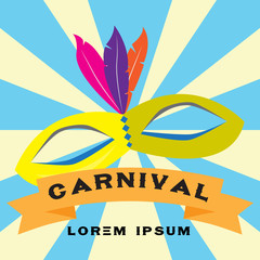 Fototapeta na wymiar Colored carnival poster with a thater mask - Vector