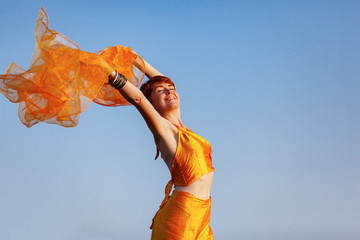 FREEDOM, MOVEMENTS, WOMAN ON A GATEWAY