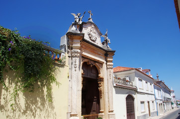 marble entrance of church in Borba city, Portugal