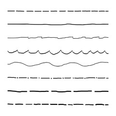 Vector hand drawn line set. Artistic isolated vector ink strokes.