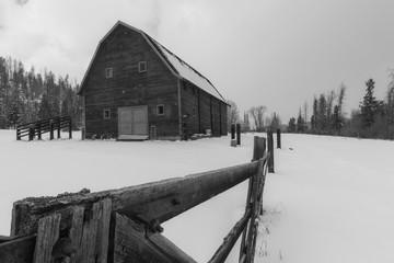 old barn in winter