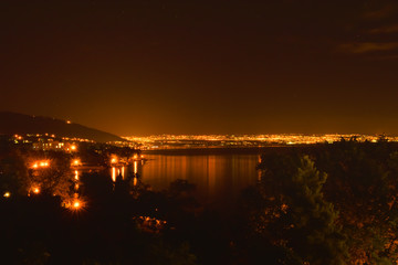 Beautiful night view of Rijeka city in Croatia
