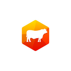 Cow icon, geometry design vector illustration template