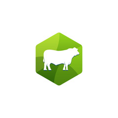 Cow icon, geometry design vector illustration template