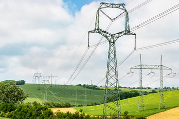 Power engineering, power line along green field