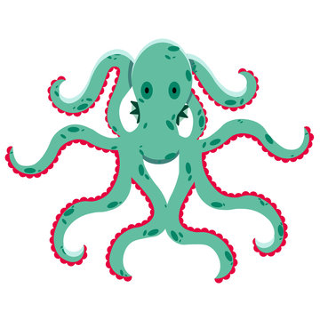 Vector cute kraken colorful isolated