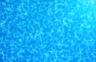 Water caustic background. Pure, clean blue water in the pool. 3D illustration